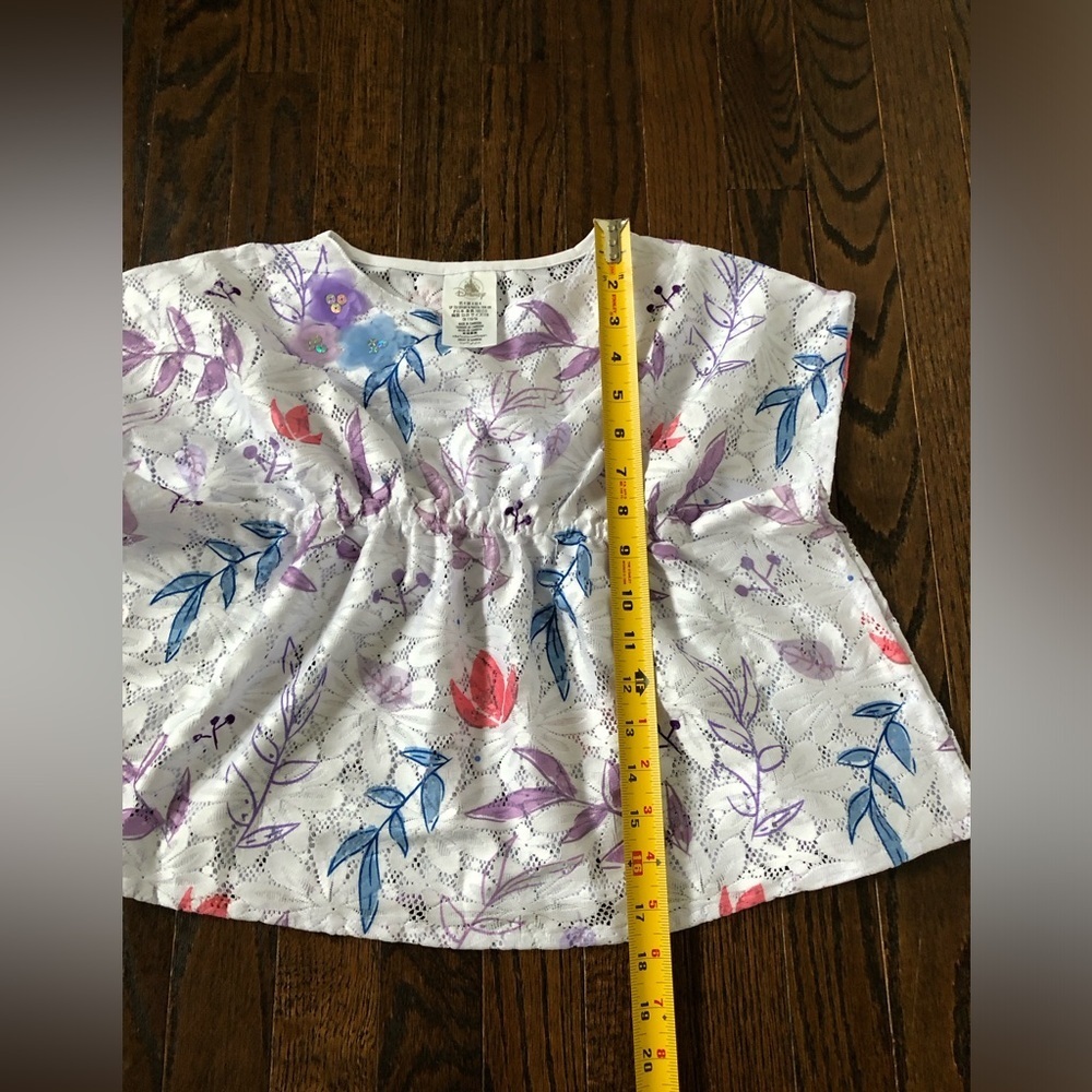 Disney Parks Girls 4/4T White/Pink/Purple Floral Disney's Frozen Caftan Cover-Up - Picture 8 of 13